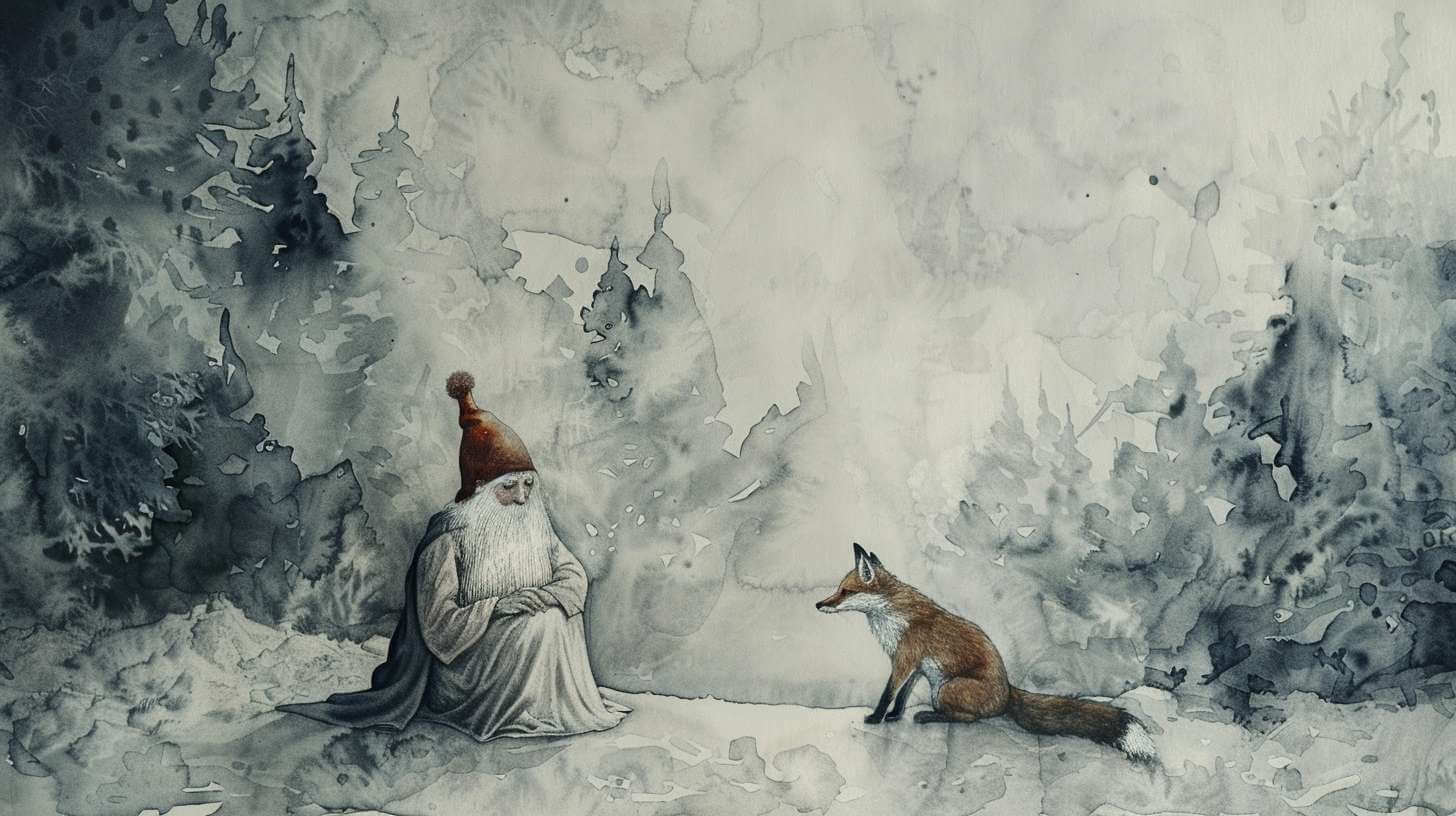 Swedish Tomte and a fox