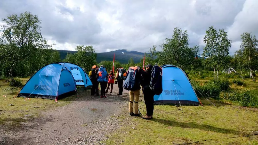 Blue tents where we get our passports stamp before we start