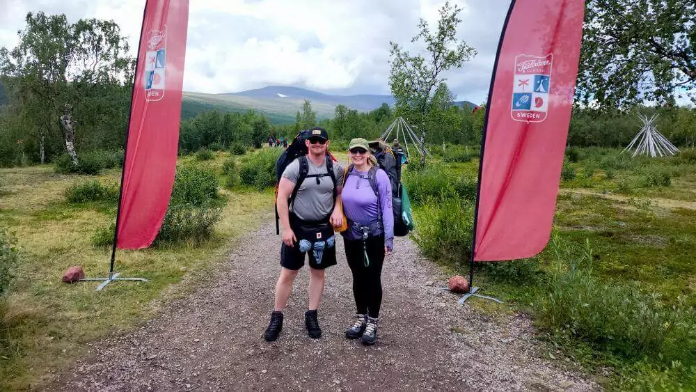 Sarah and Paul at the starting line of the Fjällräven Classic Sweden