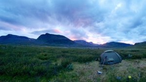 Our campsite at sunset
